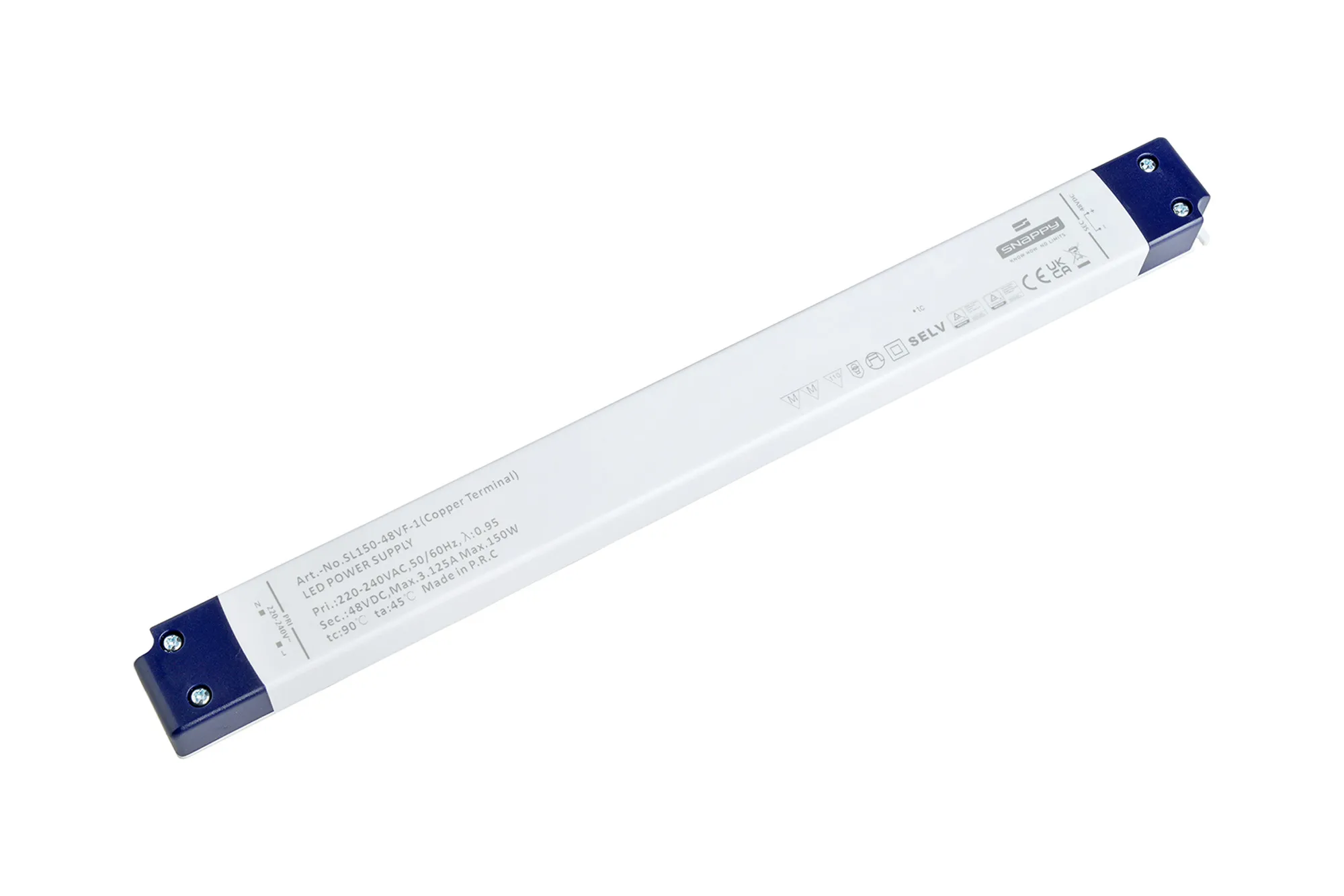 SL150-48VF-1  SL, 150W, Constant Voltage Non Dimmable PC LED Driver,48VDC,IP20, Screw Connection, 5yrs Warranty.